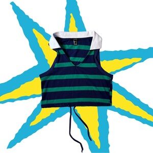 Striped Navy and Green Crop Top